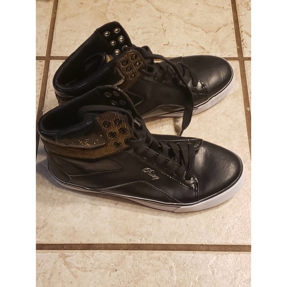Pastry Sire- Premium Black Leather Sneakers Sz 8 - Picture 5 of 6